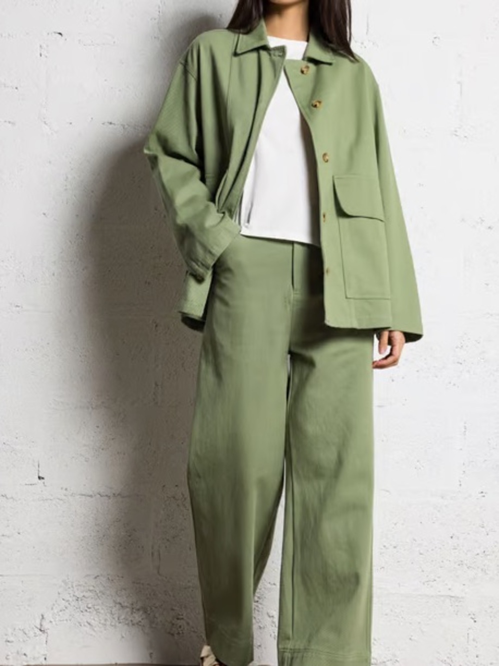 Light Green Button-Front Utility Jacket - Picture 5 of 12